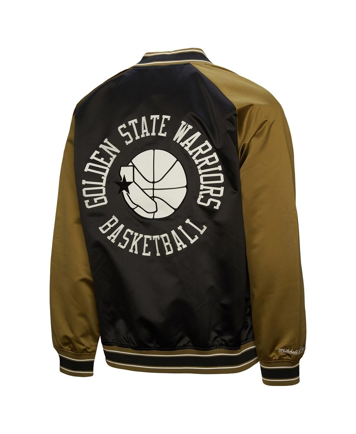 Mitchell & Ness Men's Olive/black Golden State Warriors Clutch Satin Raglan Full-snap Jacket In Green