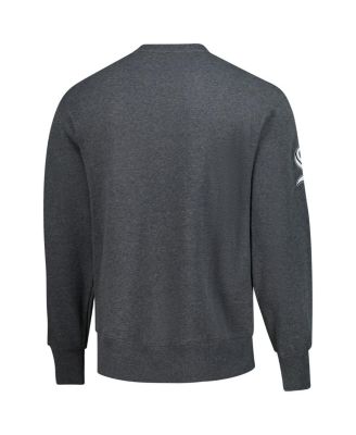 Men's Frank Thomas Heather Charcoal Chicago White Sox Legends Collection Vintage Logo Name Number Fleece Pullover Sweatshirt