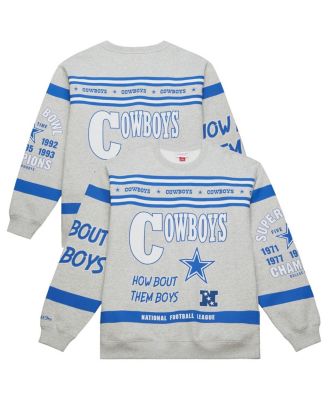 Mitchell & Ness - Men's Heather Gray Dallas Cowboys All Over Print Retro Fleece Sweatshirt
