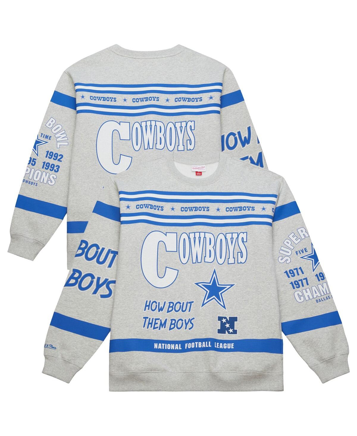 Mitchell & Ness Men's Heather Gray Dallas Cowboys All Over Print Retro Fleece Sweatshirt In Gray