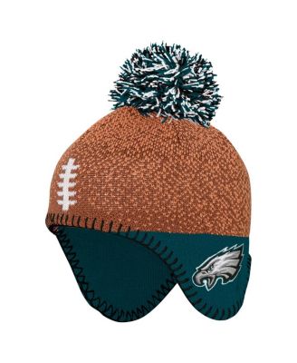 Outerstuff - Baby Boys and Girls Brown Philadelphia Eagles Football Head Knit with Pom Hat