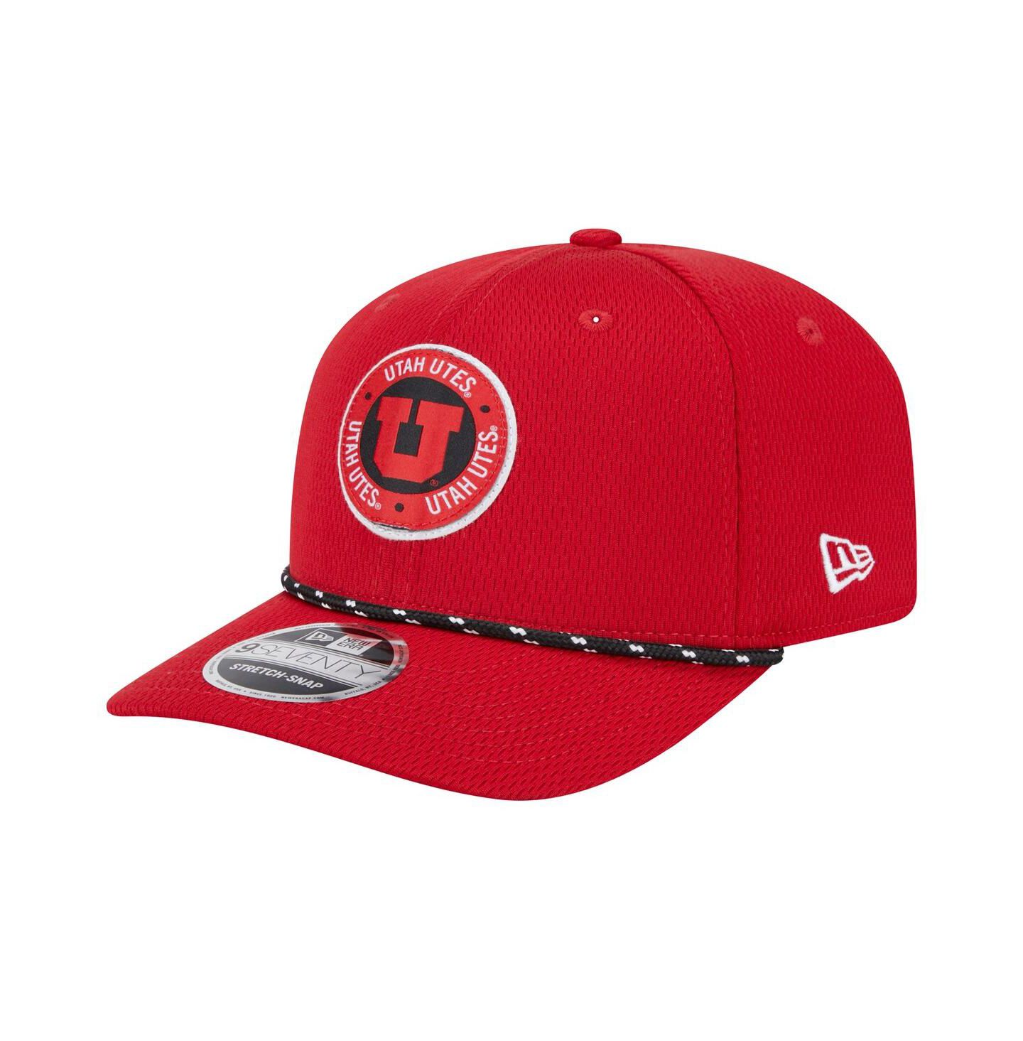 Мужской головной убор New Era Red Utah Utes Coolera 9SEVENTY Rope Stretch-Snap Hat — фото 3