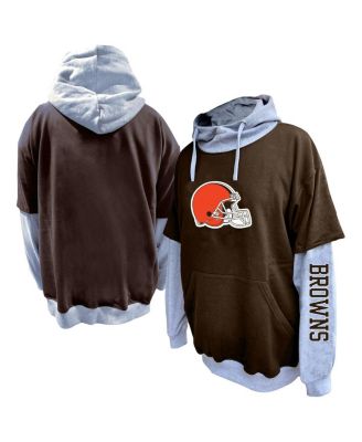 Fanatics - Men's Brown/Heather Gray Cleveland Browns Big Tall Twofer Pullover Hoodie