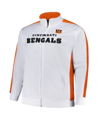 Men's White Cincinnati Bengals Big Tall Tricot Full-Zip Track Jacket