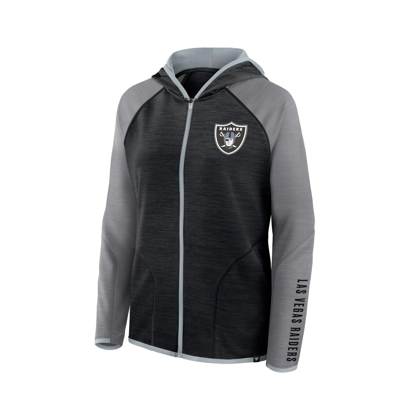 Женское худи Fanatics Black Las Vegas Raiders Plus Size End Around Pass Full-Zip — фото 3