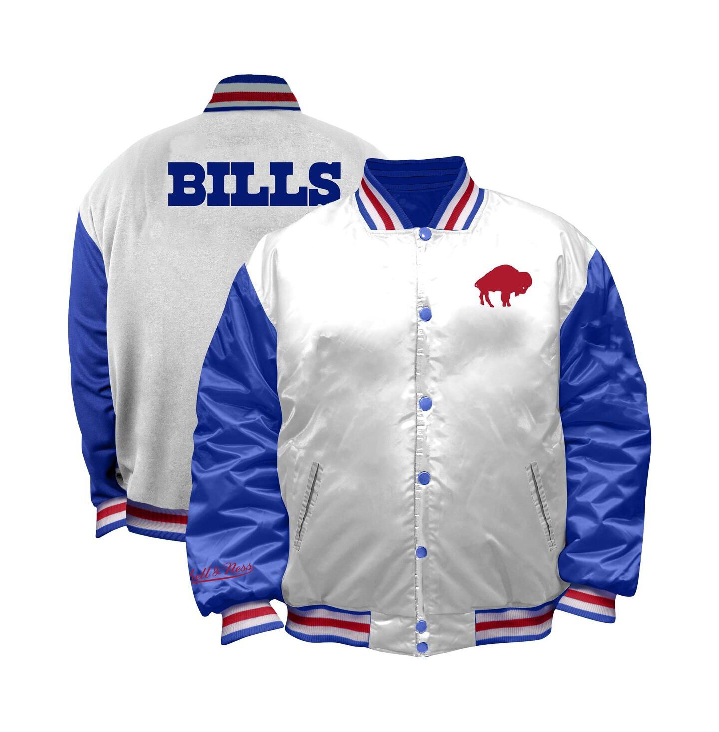 Женская куртка Mitchell & Ness White Buffalo Bills Throwback Plus Size Full-Snap Satin — фото 1