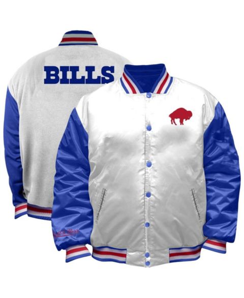 Женские куртки Mitchell & Ness Women's White Buffalo Bills Throwback Plus Size Full-Snap Satin Jacket