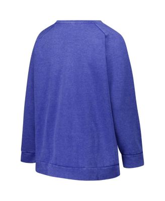 Women's Royal New York Giants Plus Size Acid Wash Raglan Sweatshirt