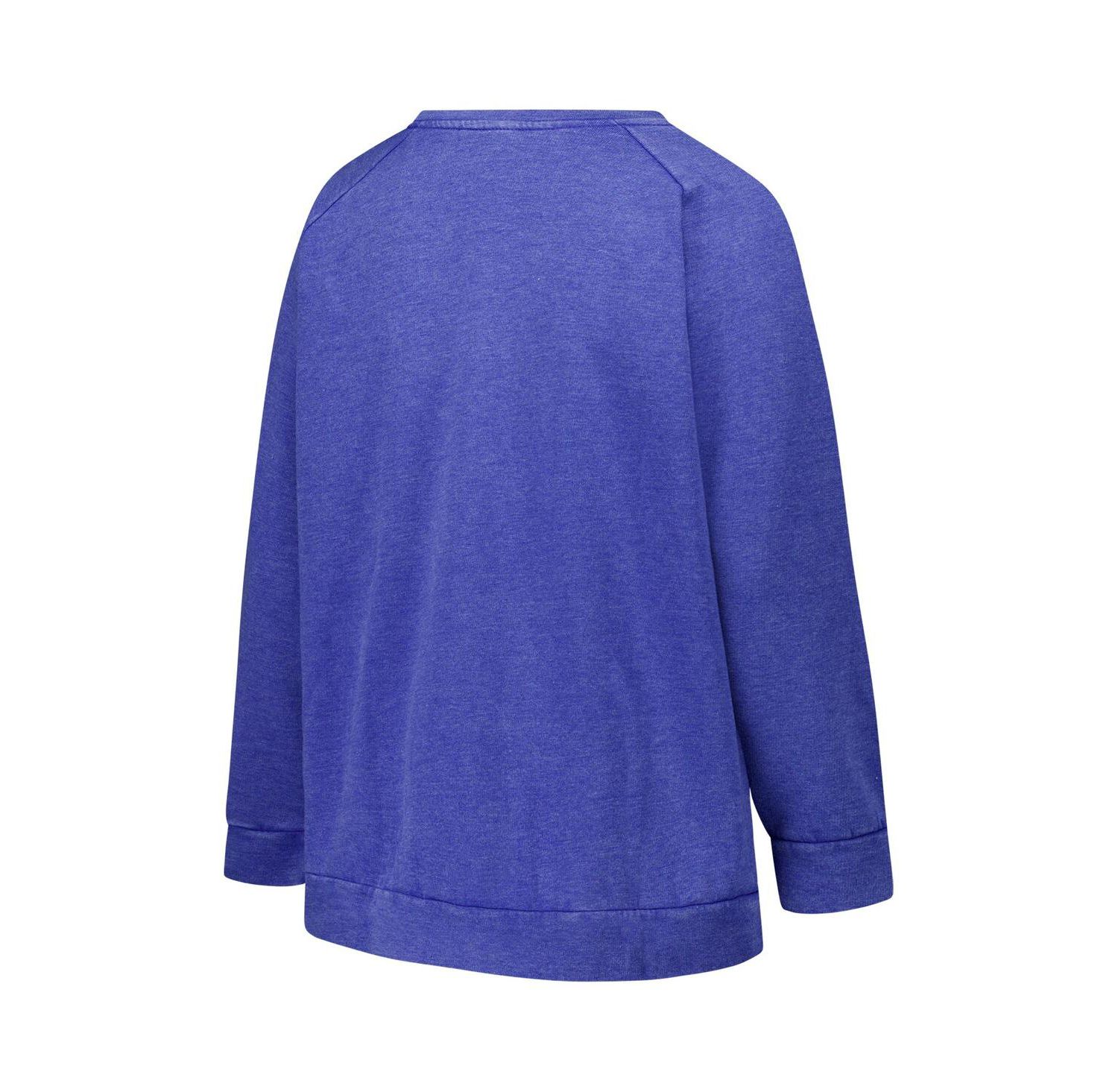 Women's Royal New York Giants Plus Size Acid Wash Raglan Sweatshirt