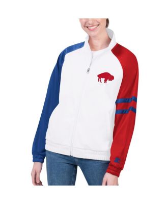 Starter - Women's White Buffalo Bills Curve Ball Raglan Full-Zip Track Jacket
