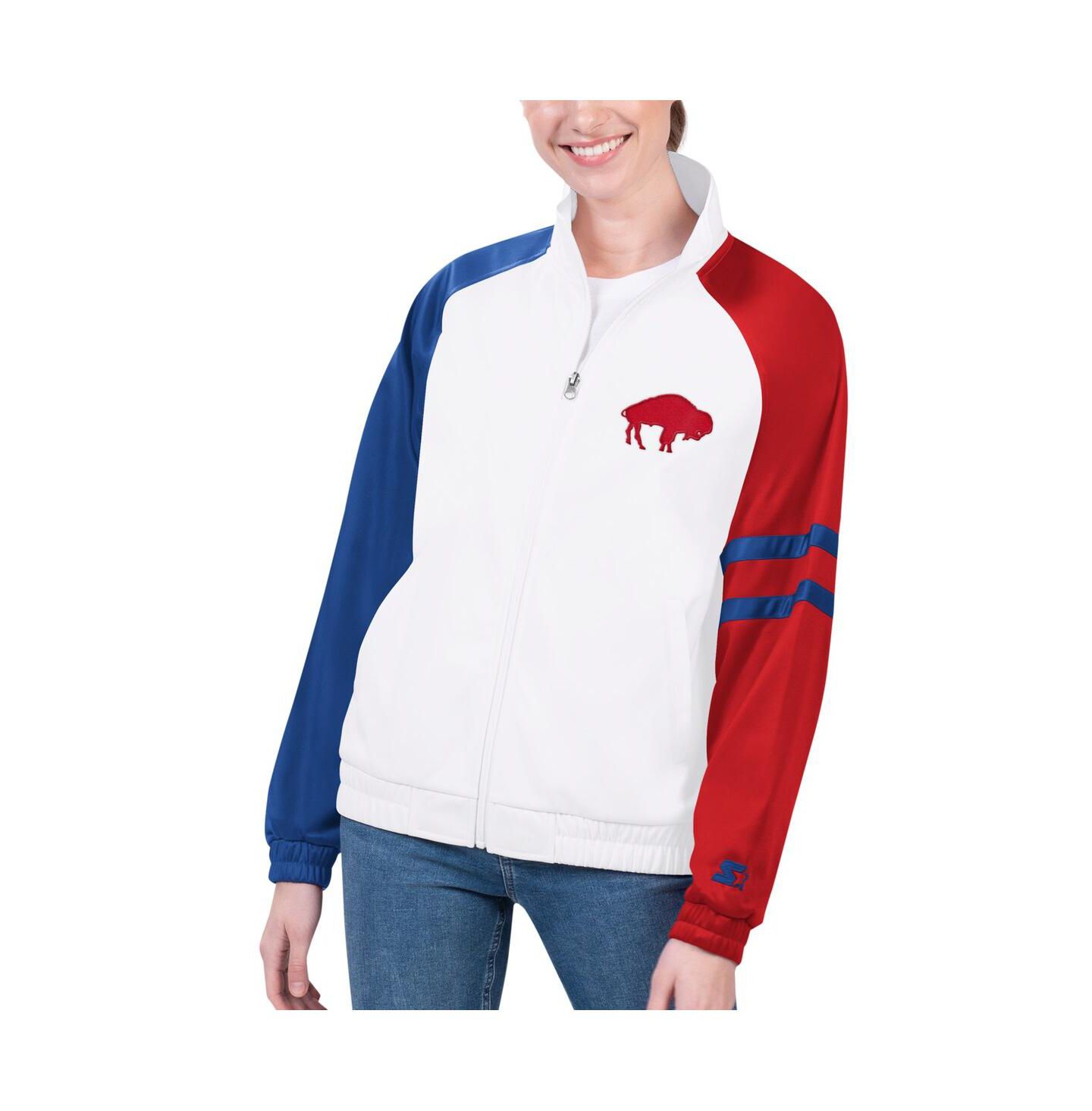 Женская куртка Starter White Buffalo Bills Curve Ball Raglan Full-Zip Track Jacket — фото 1