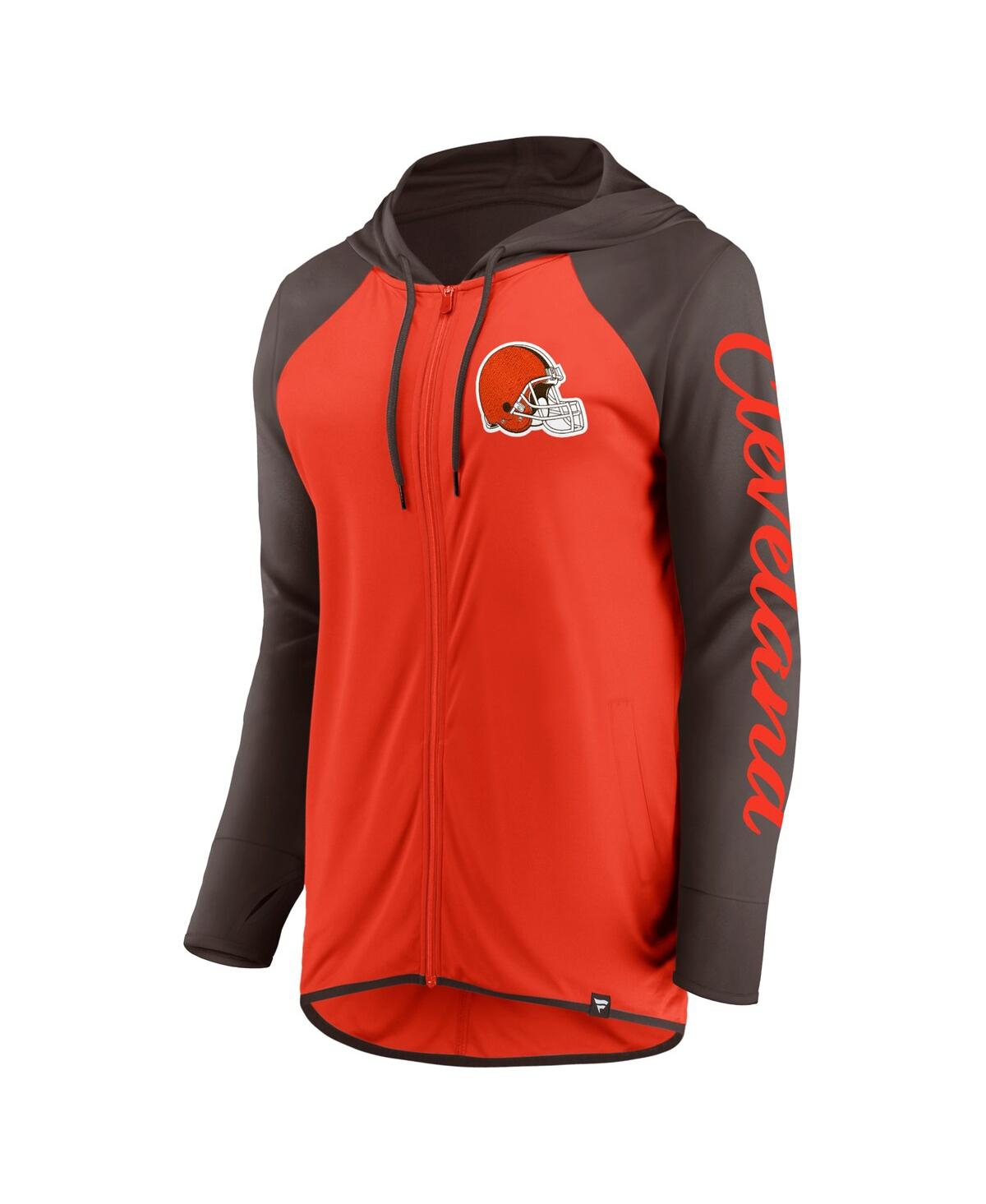 Fanatics Women's Orange/brown Cleveland Browns Script Full-zip Hoodie In Multi