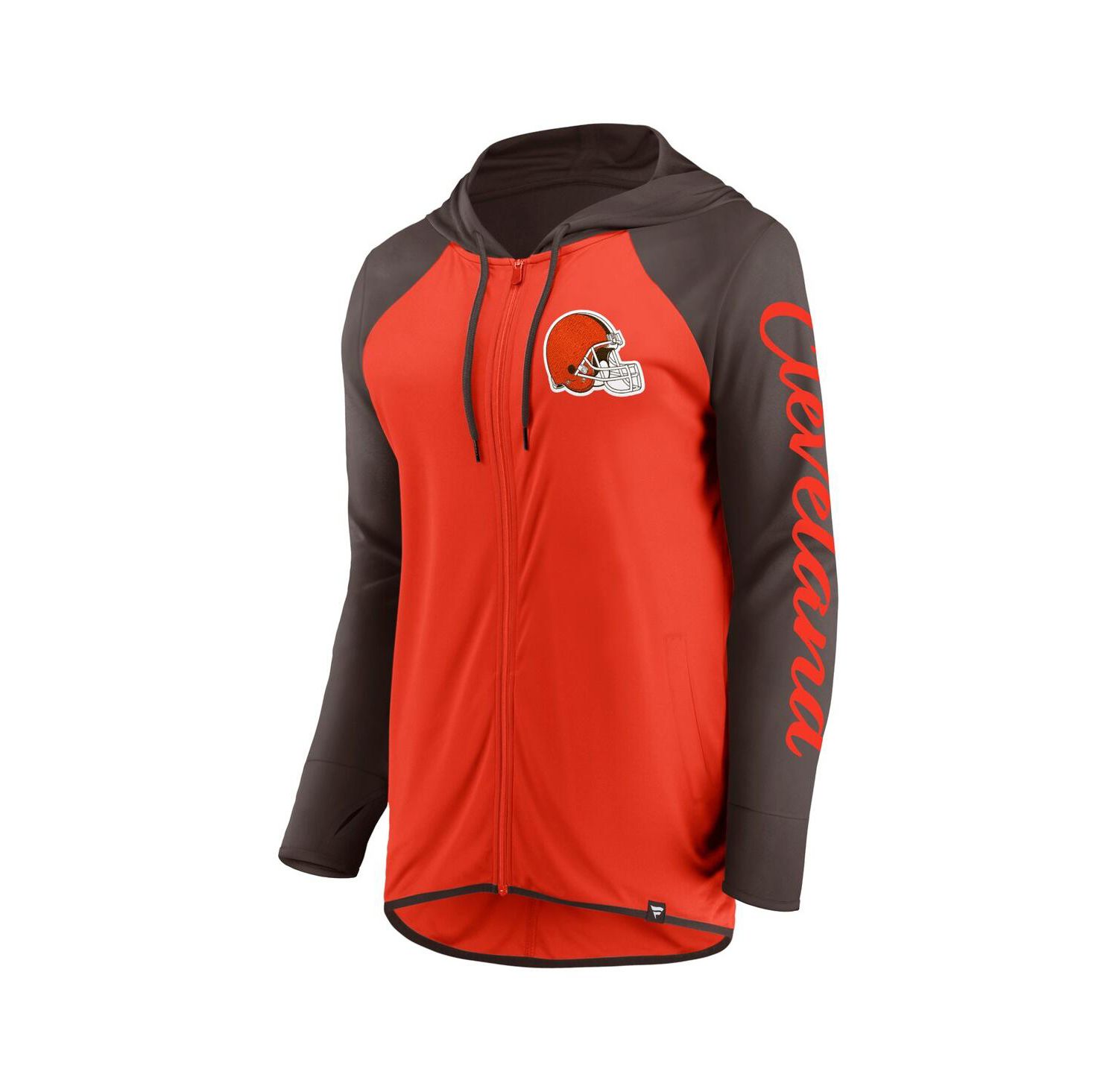 Women's Orange/Brown Cleveland Browns Script Full-Zip Hoodie