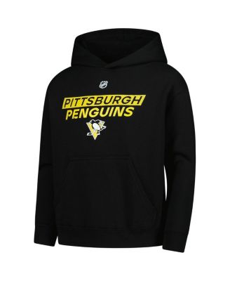 Big Boys and Girls Black Pittsburgh Penguins Authentic Pro Wordmark Fleece Pullover Hoodie