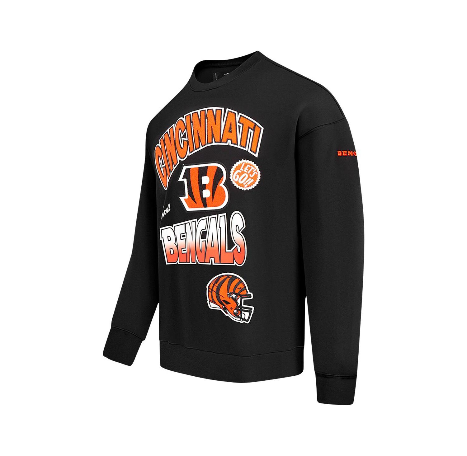 Men's Black Cincinnati Bengals Turn It Up Drop Shoulder Pullover Sweatshirt