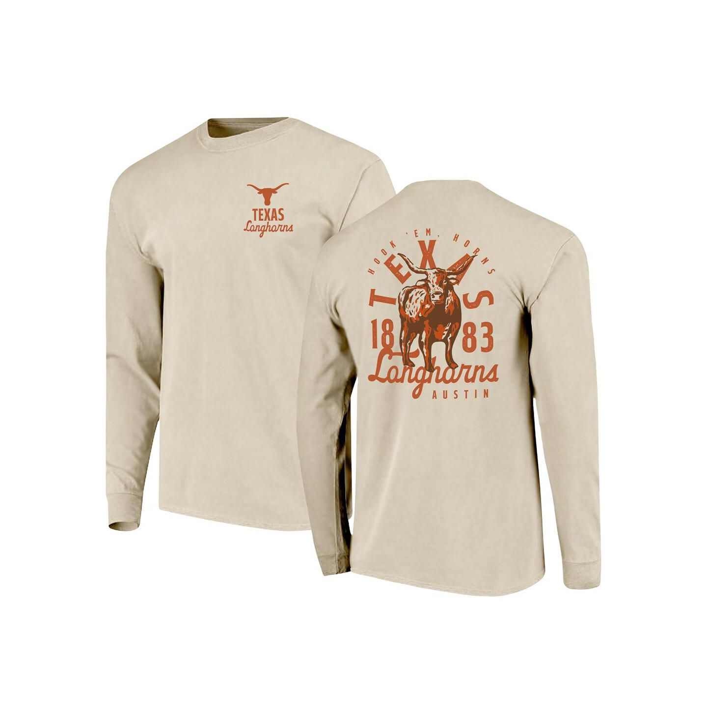 Мужская футболка Image One Natural Texas Longhorns Comfort Colors Mascot Overlay Long Sleeve — фото 1