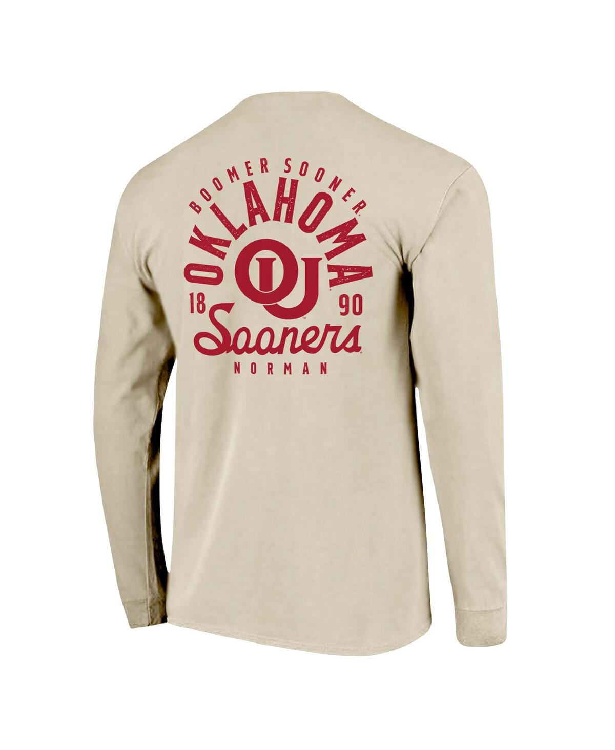 Image One Men's Natural Oklahoma Sooners Comfort Colors Mascot Overlay Long Sleeve T-shirt In Neutral