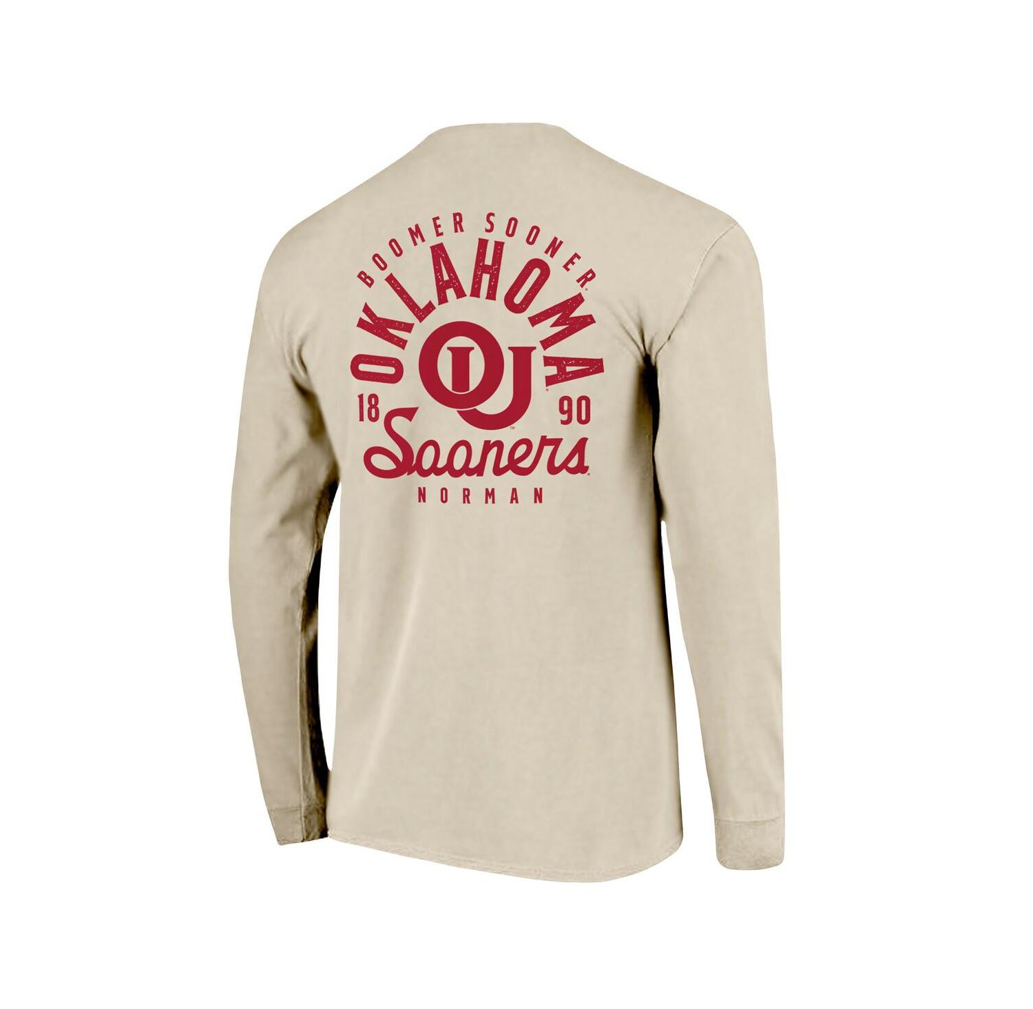 Men's Natural Oklahoma Sooners Comfort Colors Mascot Overlay Long Sleeve T-Shirt