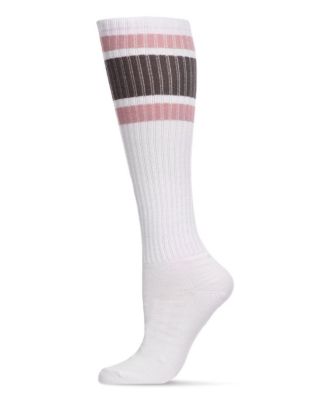 Women's Ribbed Retro Athletic Stripe Knee High Socks