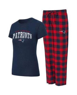 Concepts Sport - Women's 2-Piece Navy/Red New England Patriots Avondale T-Shirt and Pants Flannel PJ Set