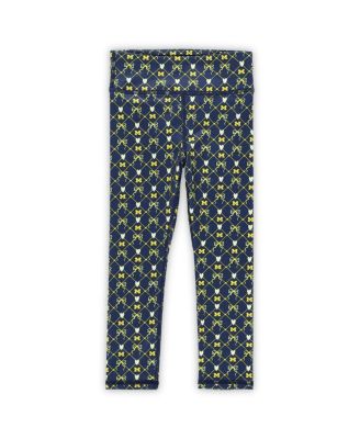 Girls Toddler 2-Piece Navy Michigan Wolverines Tri-Blend Bow Legging and Shirt Set