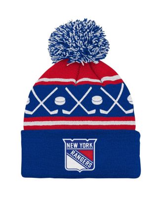 Outerstuff - Baby Boys and Girls Blue New York Rangers Face-Off Cuffed with Pom Knit Hat