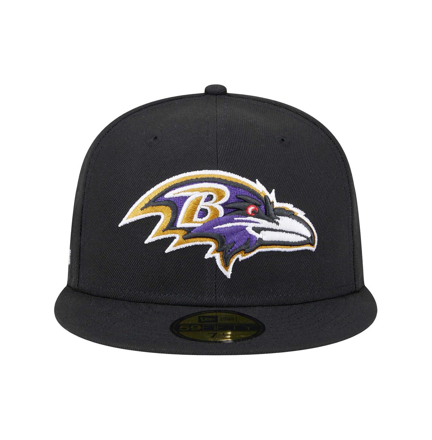 Мужская кепка New Era Black Baltimore Ravens Main Patch 59FIFTY Fitted Hat — фото 2