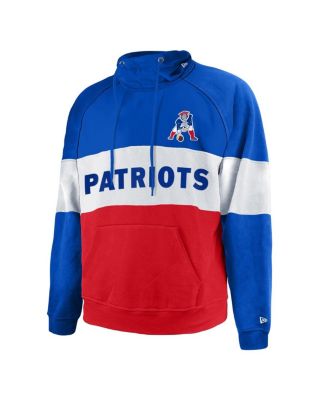 Men's Red New England Patriots Big Tall Throwback Colorblock Raglan Pullover Hoodie