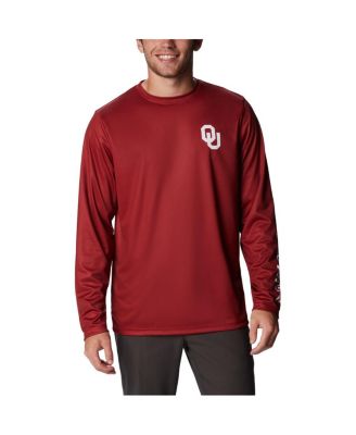 Columbia - Men's Crimson Oklahoma Sooners Terminal Tackle Omni-Shade Raglan Long Sleeve T-Shirt