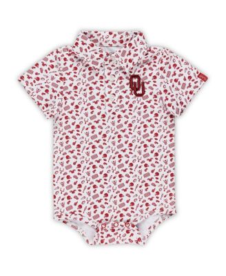 Garb - Baby Boys and Girls Crimson Oklahoma Sooners Tom Allover Print Performance Polo Shirt Bodysuit