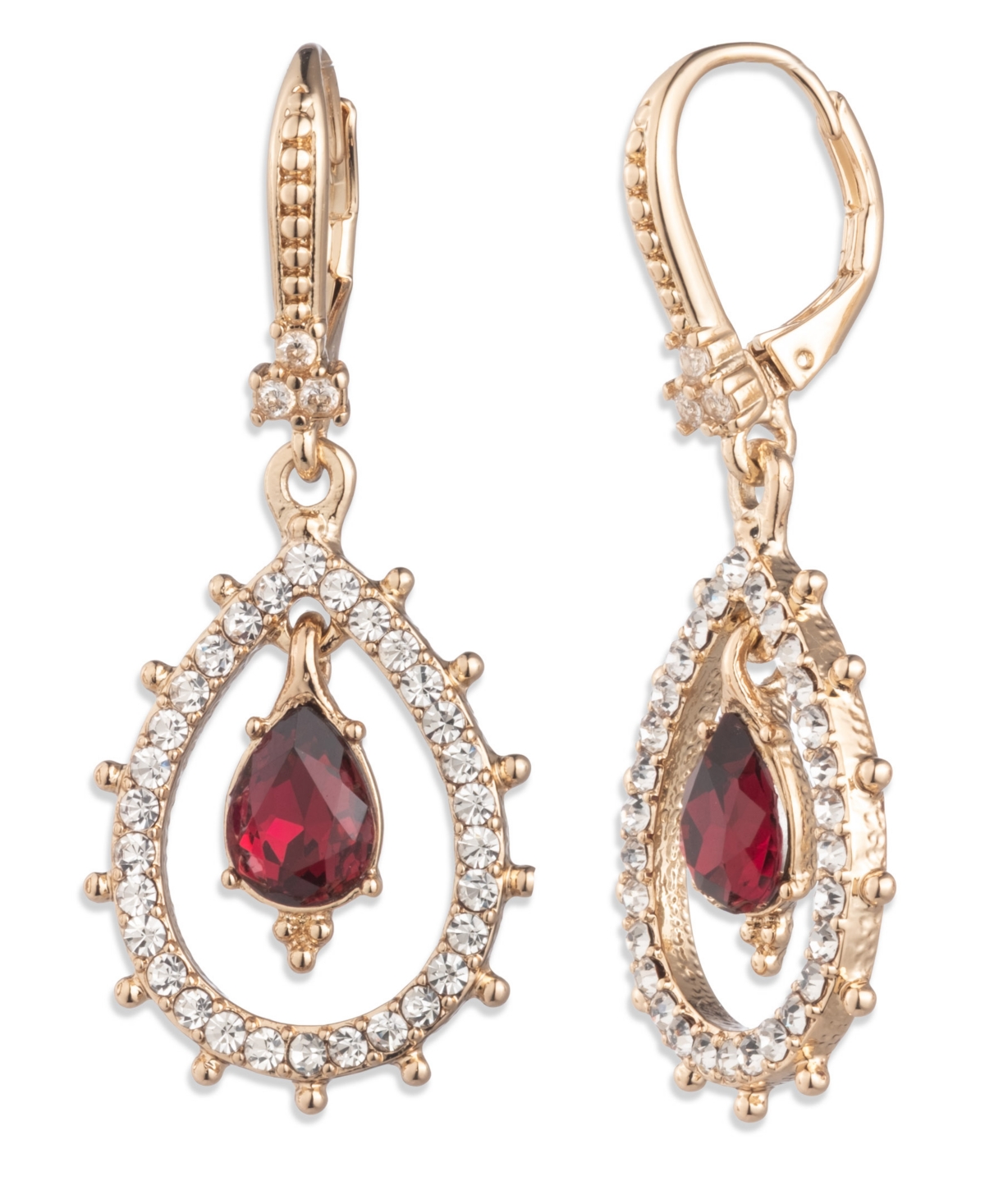 Marchesa Glass And Epoxy Stone Gold-tone Pear Orbital Earrings In Gold