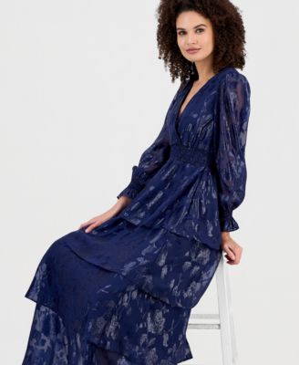 Women's Smocked-Trim Tiered Maxi Dress