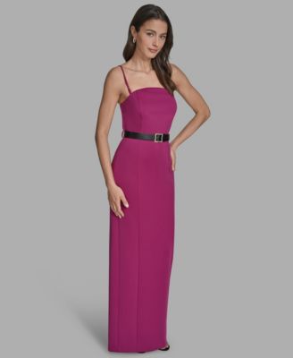 Scuba Women's Strapless Belted Maxi Dress