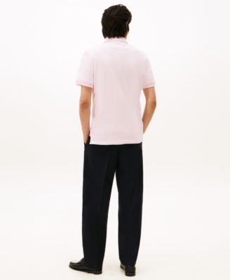 Men's Short Sleeve Embroidered Chest Stripe Polo Shirt