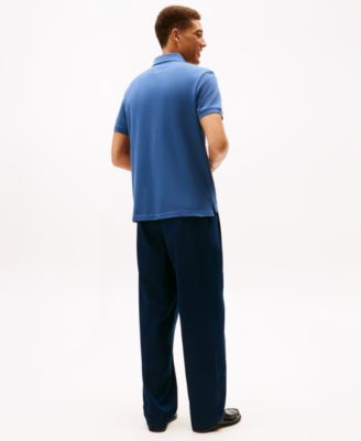 Men's Short Sleeve Embroidered Chest Stripe Polo Shirt