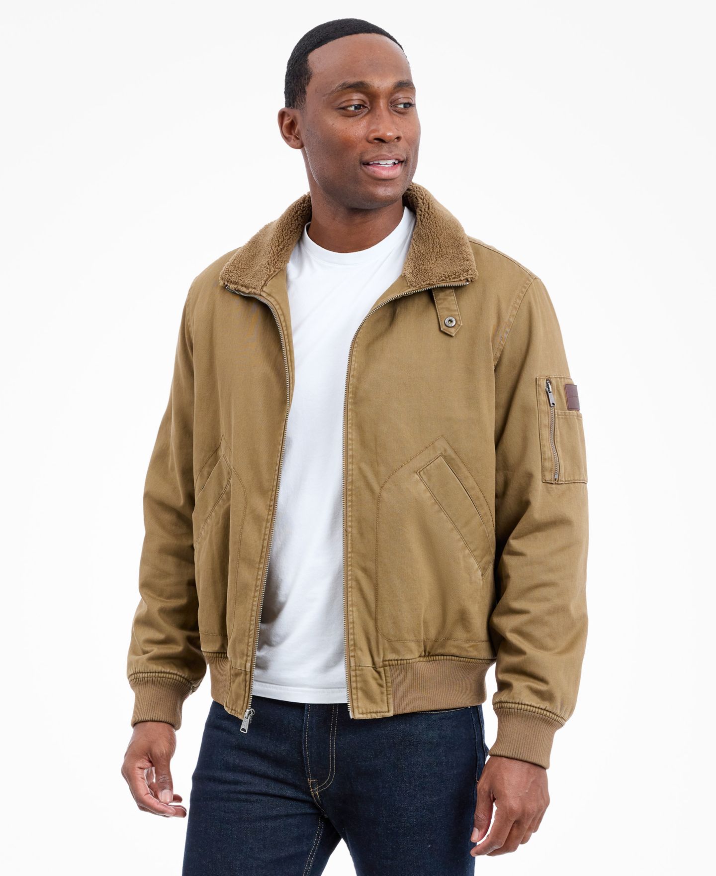 Мужская куртка Lucky Brand Sherpa Collar Flight, цвет: Хаки — фото 2