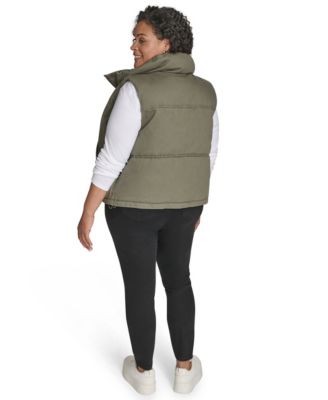 Plus Size Sleeveless Short Puffer Vest