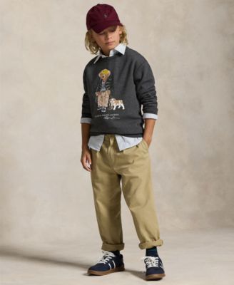 Big Boys Polo Bear Heathered Fleece Sweatshirt