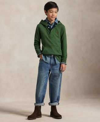 Boys' 8-20 Hooded Long Sleeve Rugby Sweatshirt