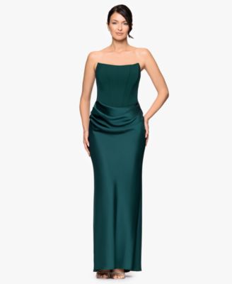 Betsy & Adam - Women's Mixed-Media Strapless Corset Gown