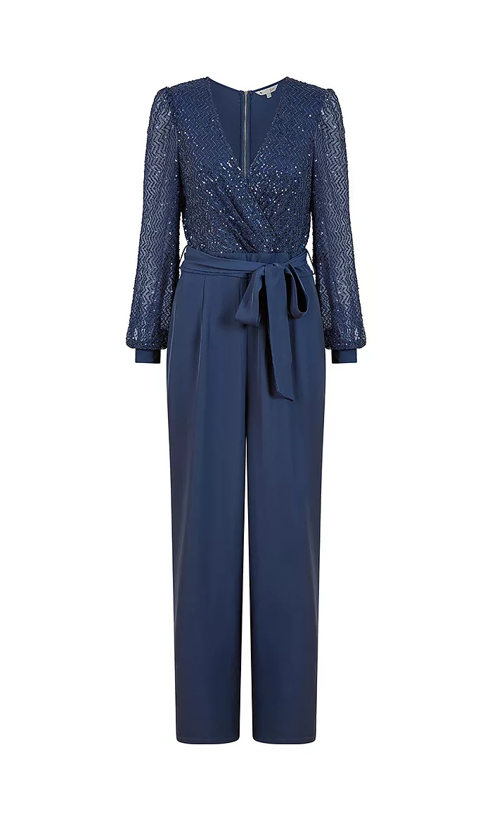 Women's Long Sleeved Sequin Jumpsuit - thumbnail 5