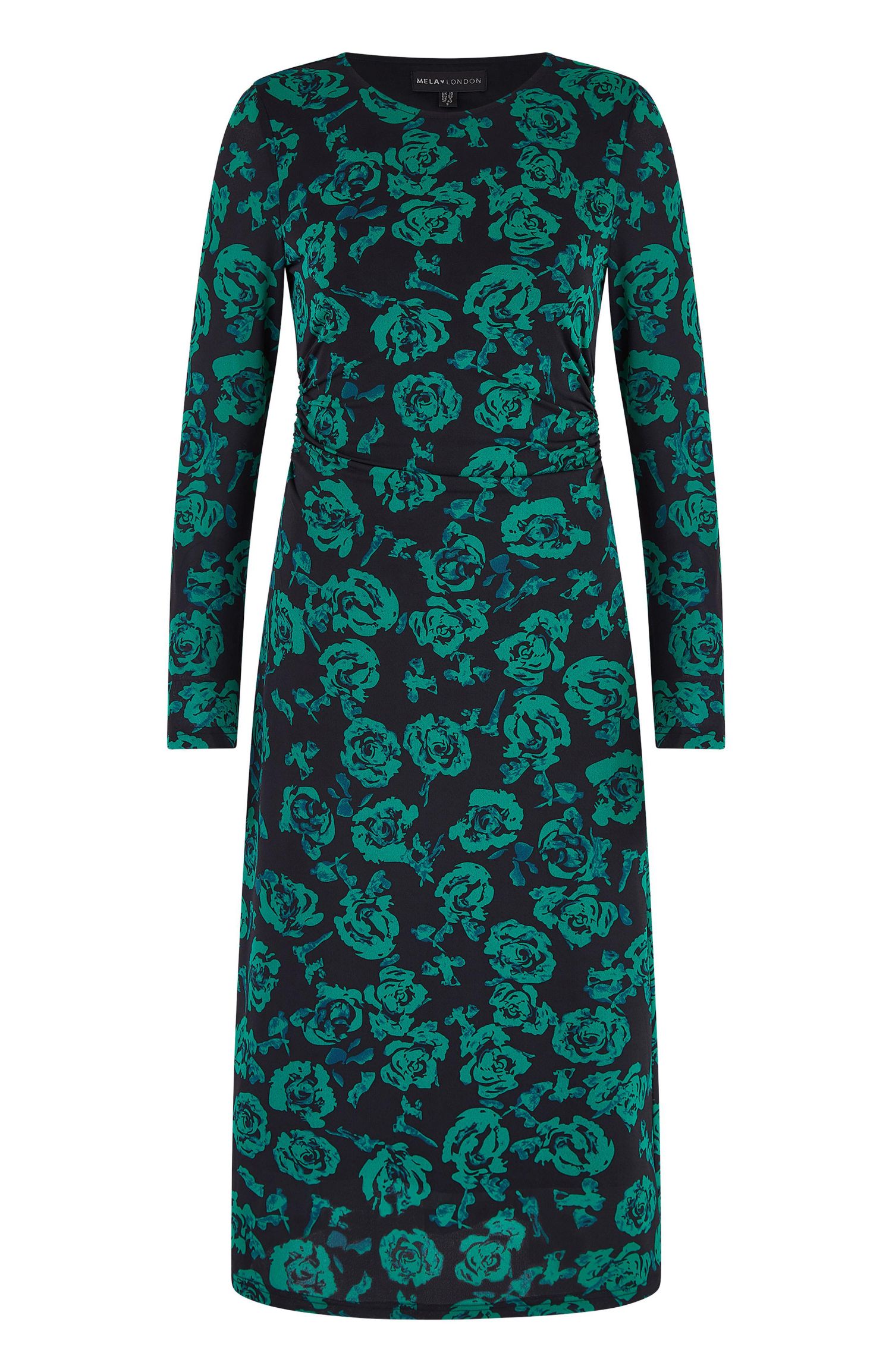 Women's Floral Fitted Mesh Midi Dress