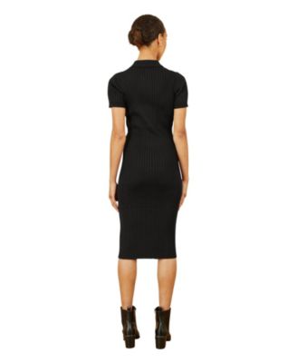 Women's Fitted Rib Knitted Midi Dress