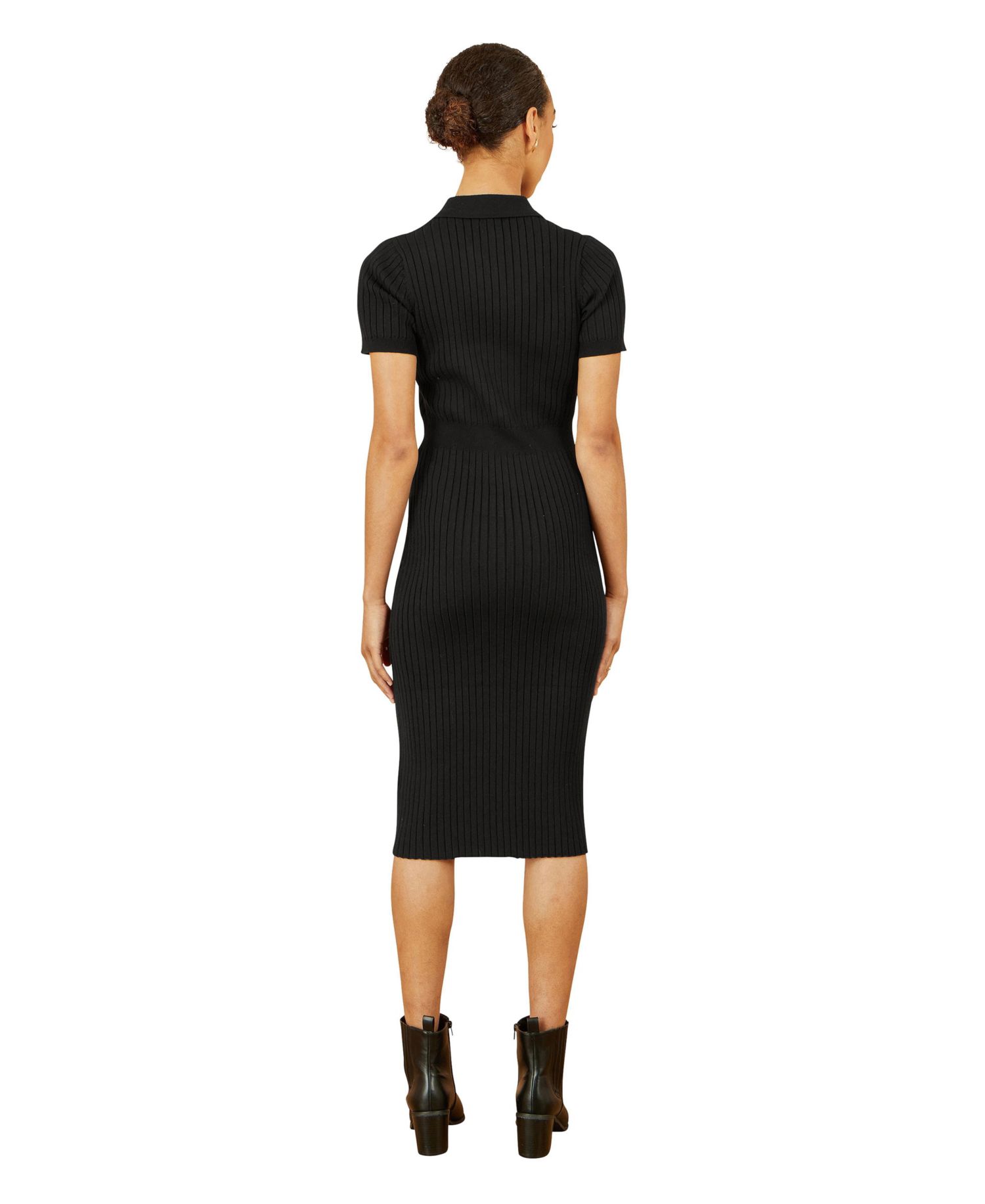 Women's Fitted Rib Knitted Midi Dress