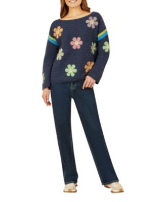 Women's Crochet Flower Long Sleeve Jumper