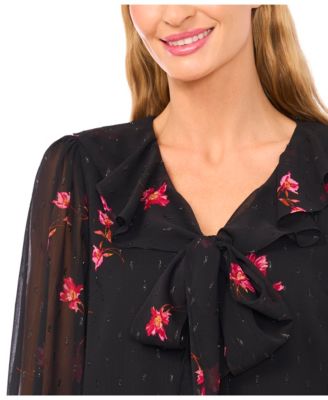 Women's Ruffle Tie V-Neck Top