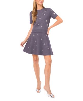 Women's Embellished Short Sleeves Sweater