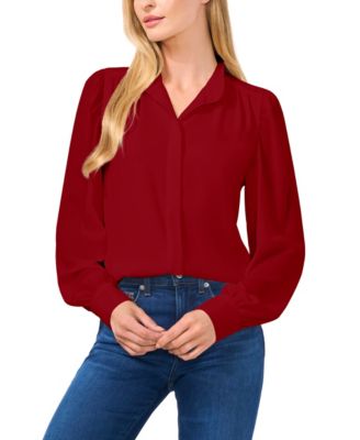 CeCe - Women's Stand-Collar Long-Sleeve Blouse