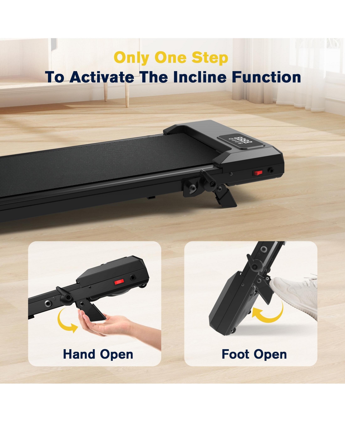 Redliro 2 in 1 Walking Pad Treadmill with Incline, Under Desk Treadmill with Led Display & App for Home Office