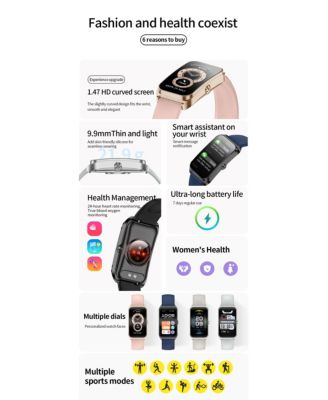 1.47" HD Smart Watch Multifunctional for Women Men With Health Monitoring, Bluetooth Calling，Intelligent Reminder IP68